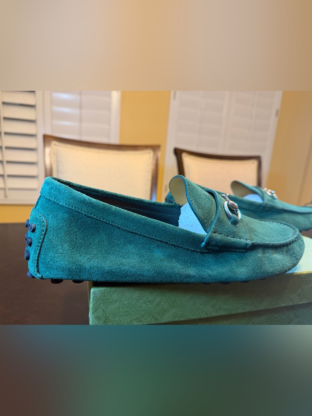 New Gucci Horsebit Suede Loafers Drivers Slip On Shoes Green UK 12 / US 12.5 - Picture 4 of 16